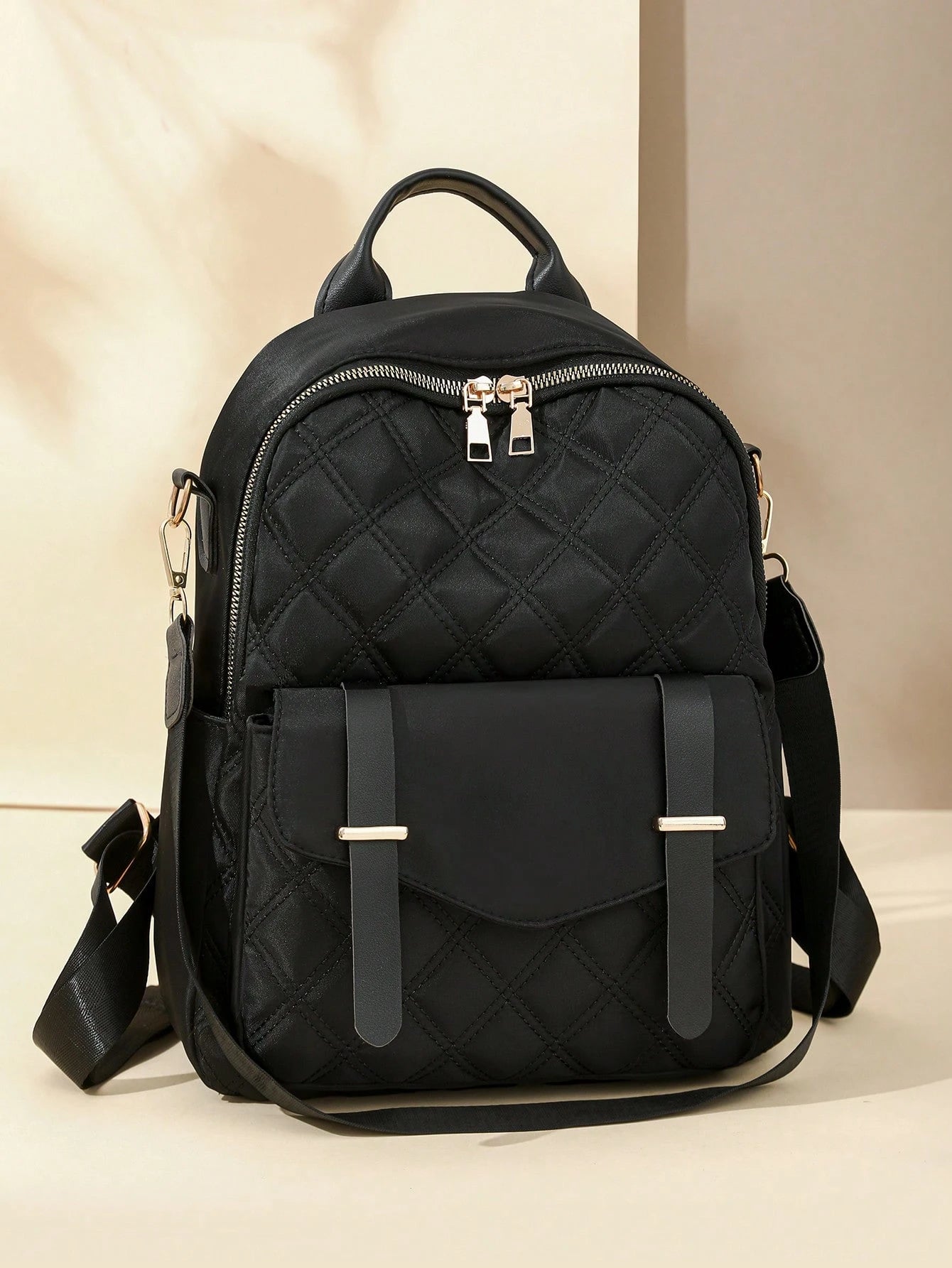 Women's Large Capacity Casual Backpack With Stitching Design shein