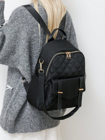 Women's Large Capacity Casual Backpack With Stitching Design