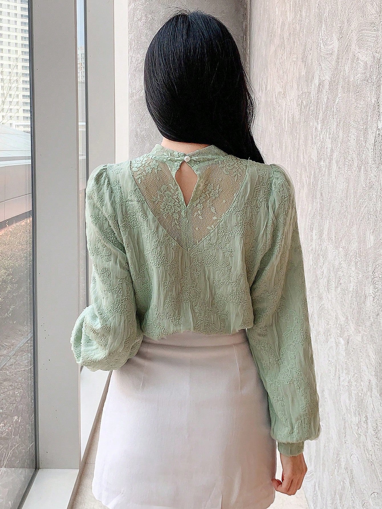 DAZY Women Mesh Patchwork Pullover T-Shirt