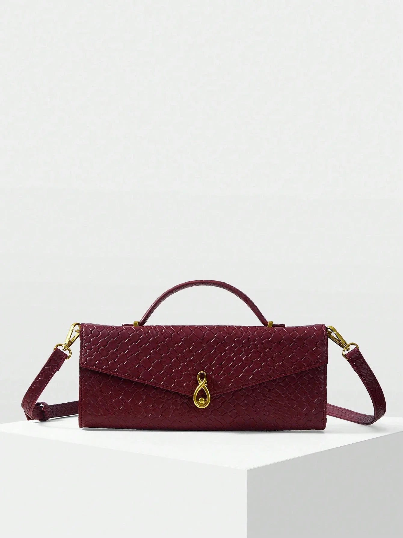 MOTF PREMIUM TEXTURED SQUARE TOP HANDLE BAG shein