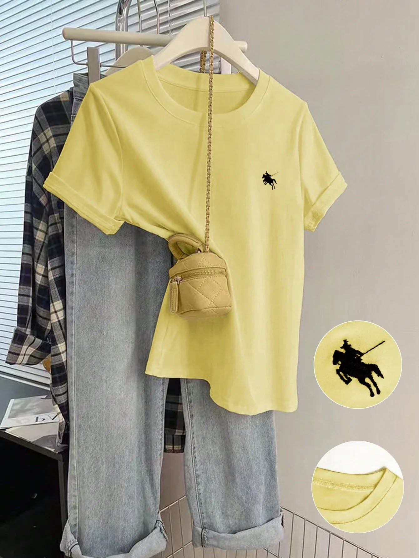 Women Graphic Embroidered Casual Comfortable Short Sleeve T-Shirt shein