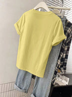 Women Graphic Embroidered Casual Comfortable Short Sleeve T-Shirt shein