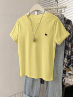Women Graphic Embroidered Casual Comfortable Short Sleeve T-Shirt shein