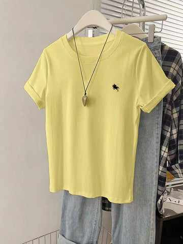 Women Graphic Embroidered Casual Comfortable Short Sleeve T-Shirt