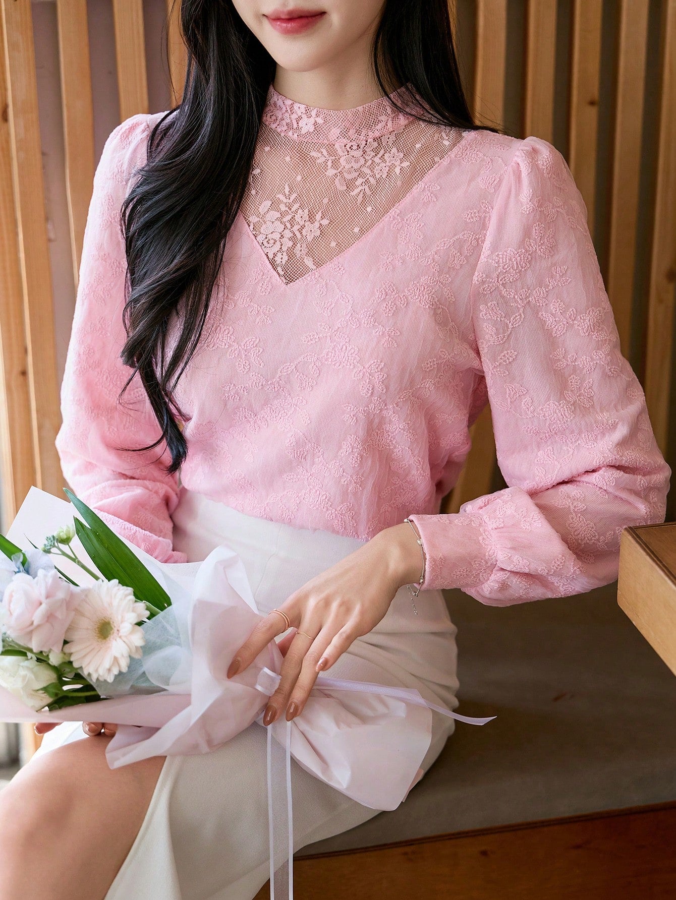 DAZY Women Mesh Patchwork Pullover T-Shirt