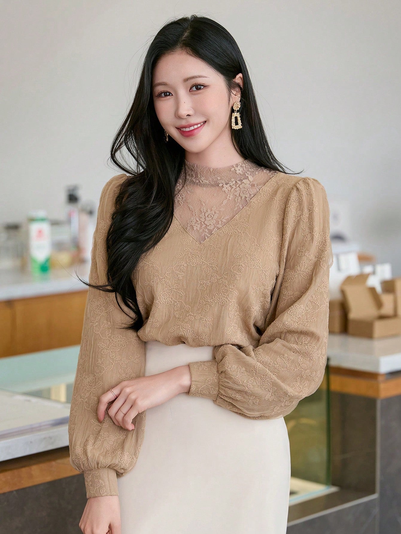 DAZY Women Mesh Patchwork Pullover T-Shirt