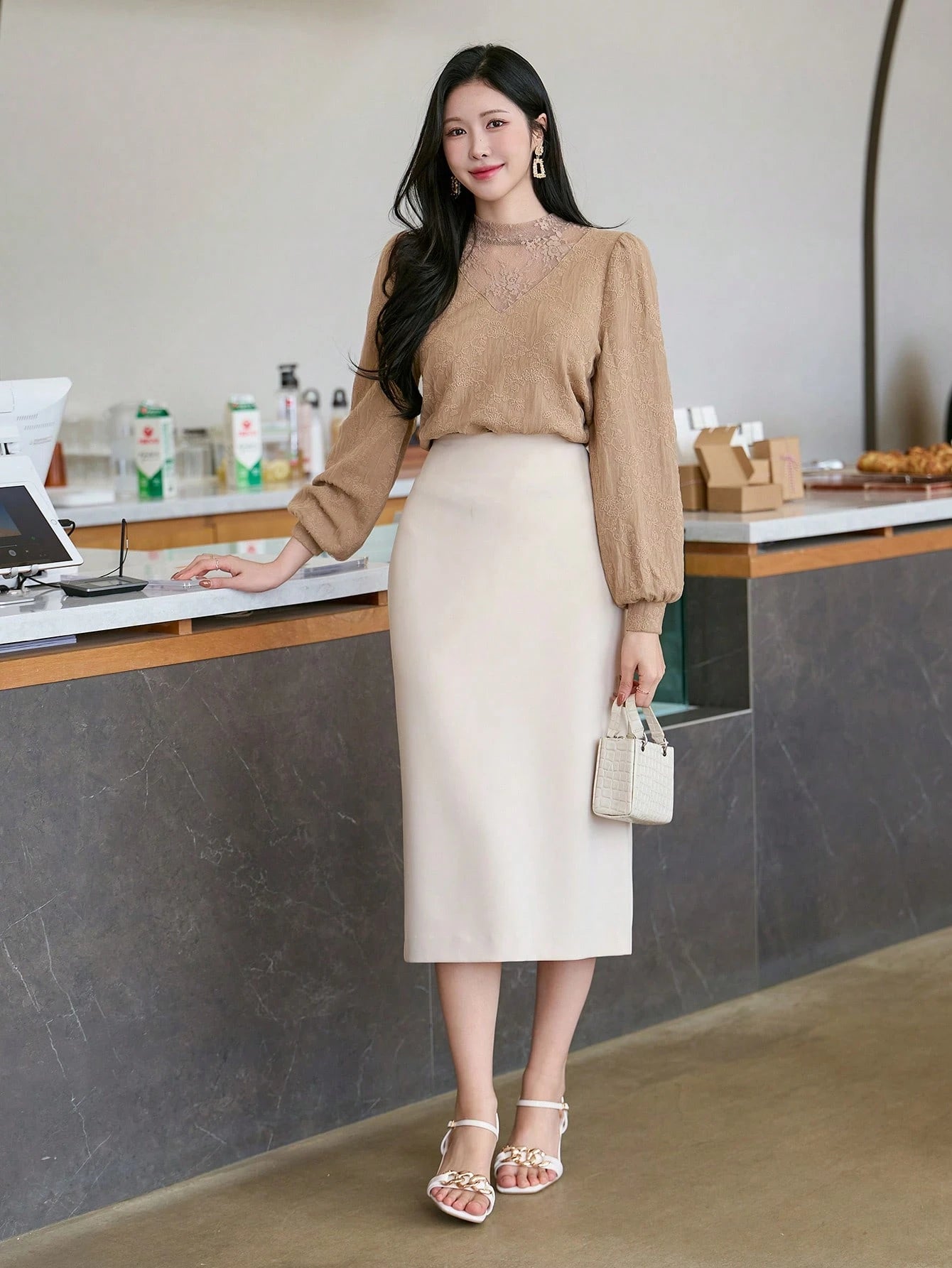 DAZY Women Mesh Patchwork Pullover T-Shirt