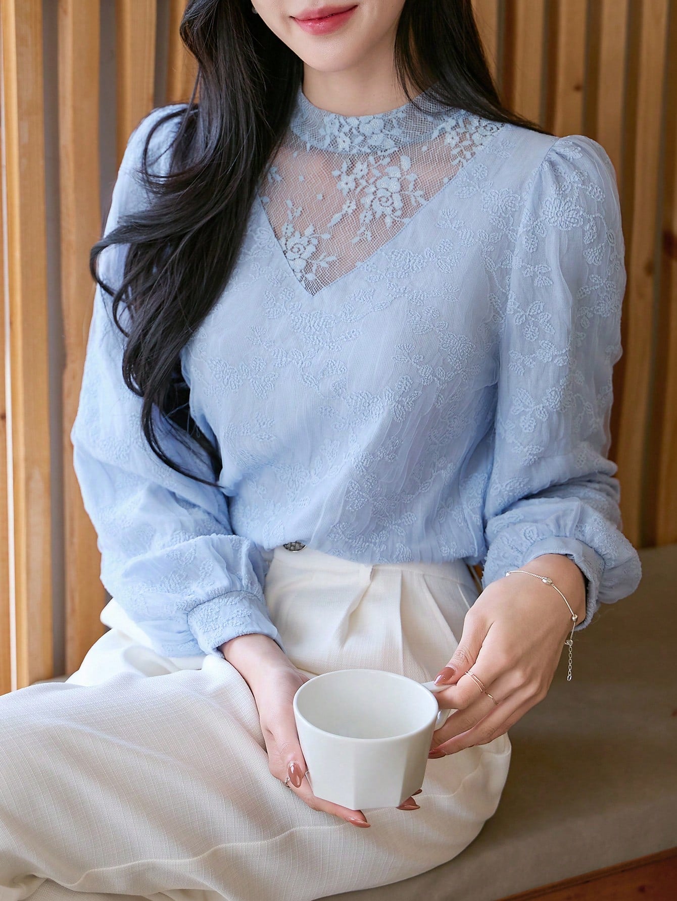 DAZY Women Mesh Patchwork Pullover T-Shirt