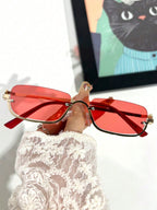 1pc Women's Half-Frame Square Metal Fashion Glasses shein
