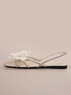 French Style Floral Strap Flat Slide Sandals shein