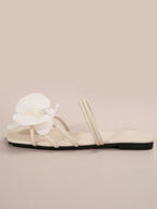 French Style Floral Strap Flat Slide Sandals shein