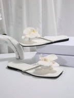 French Flower Strap Flat Slippers shein