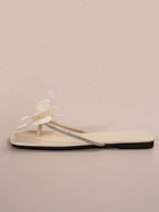 French Style Floral Strap Flat Slide Sandals shein