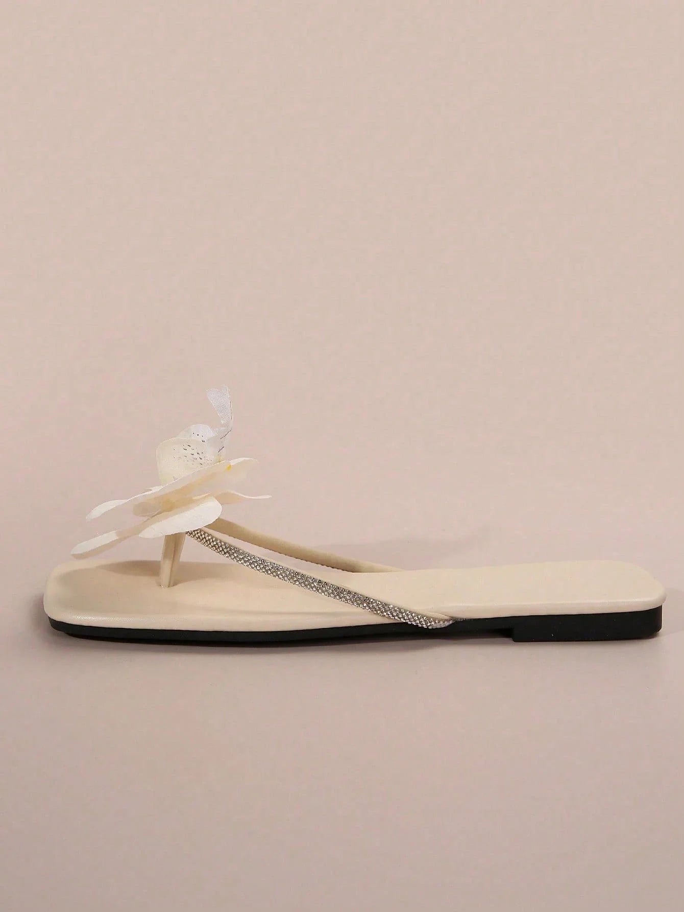 French Style Floral Strap Flat Slide Sandals shein