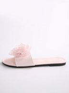 French Style Floral Strap Flat Slide Sandals shein