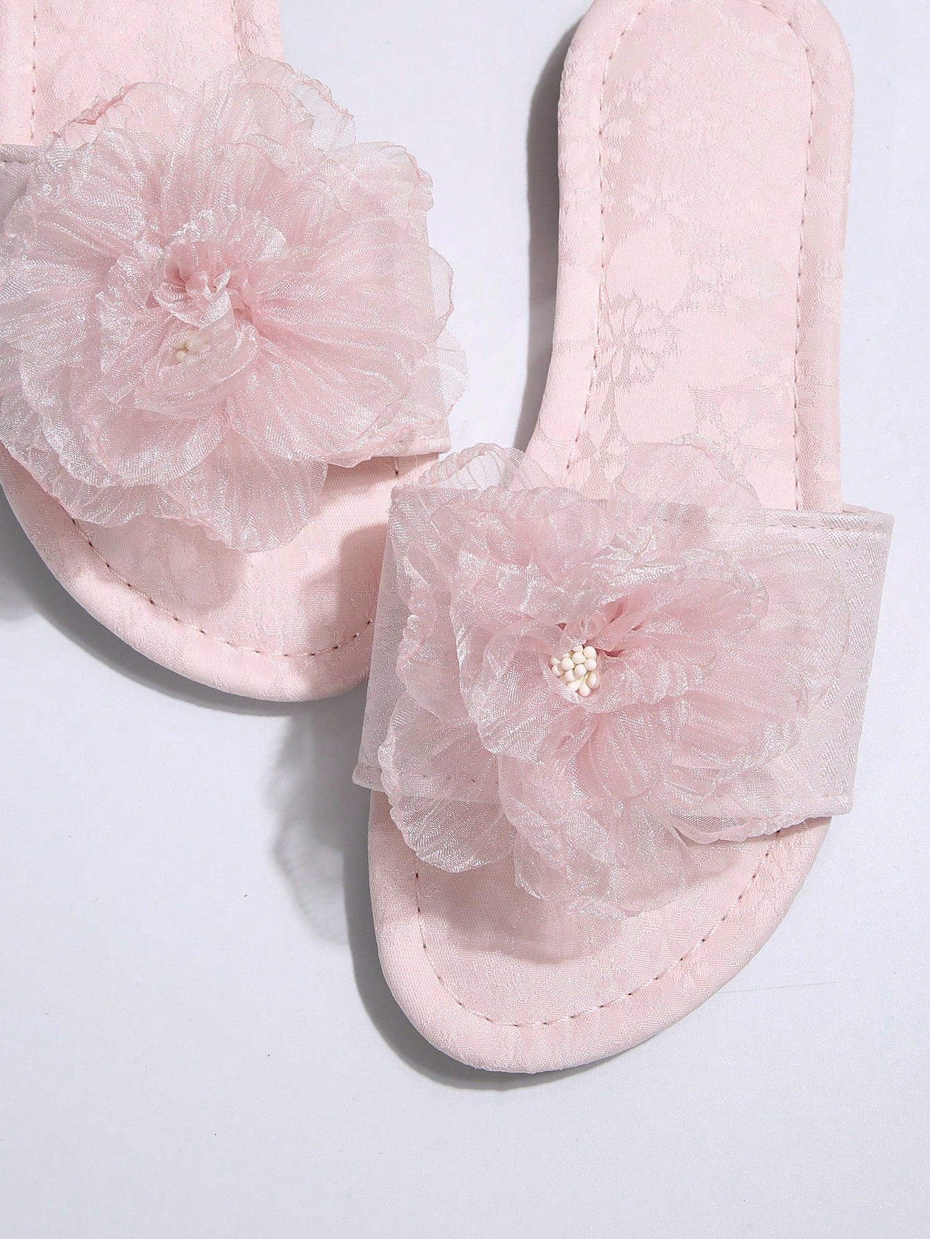 French Style Floral Strap Flat Slide Sandals shein