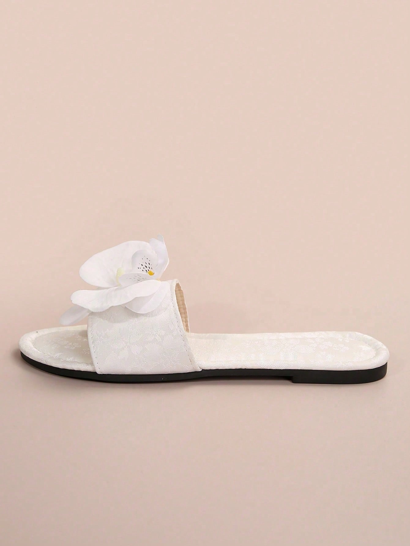 French Flower Strap Flat Slippers shein