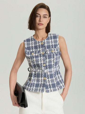Casual Waistcoat Jacket With Belt