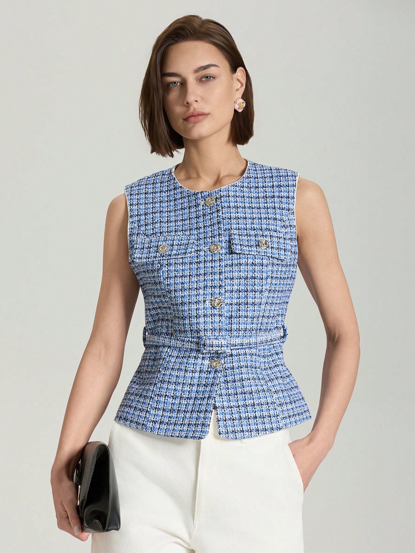 Casual Waistcoat Jacket With Belt
