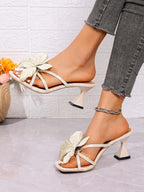 Square Toe Uncommon Design Butterfly Decor New Strap High Heel Sandals shein