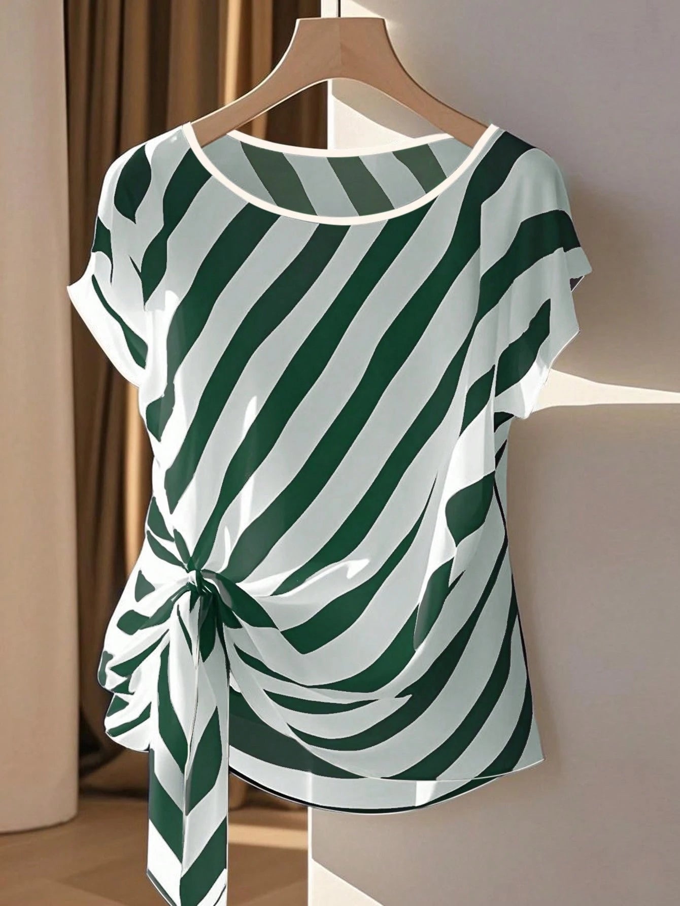 Franclia Round Neck Sleeveless Bowknot Hem Slit Women Shirt