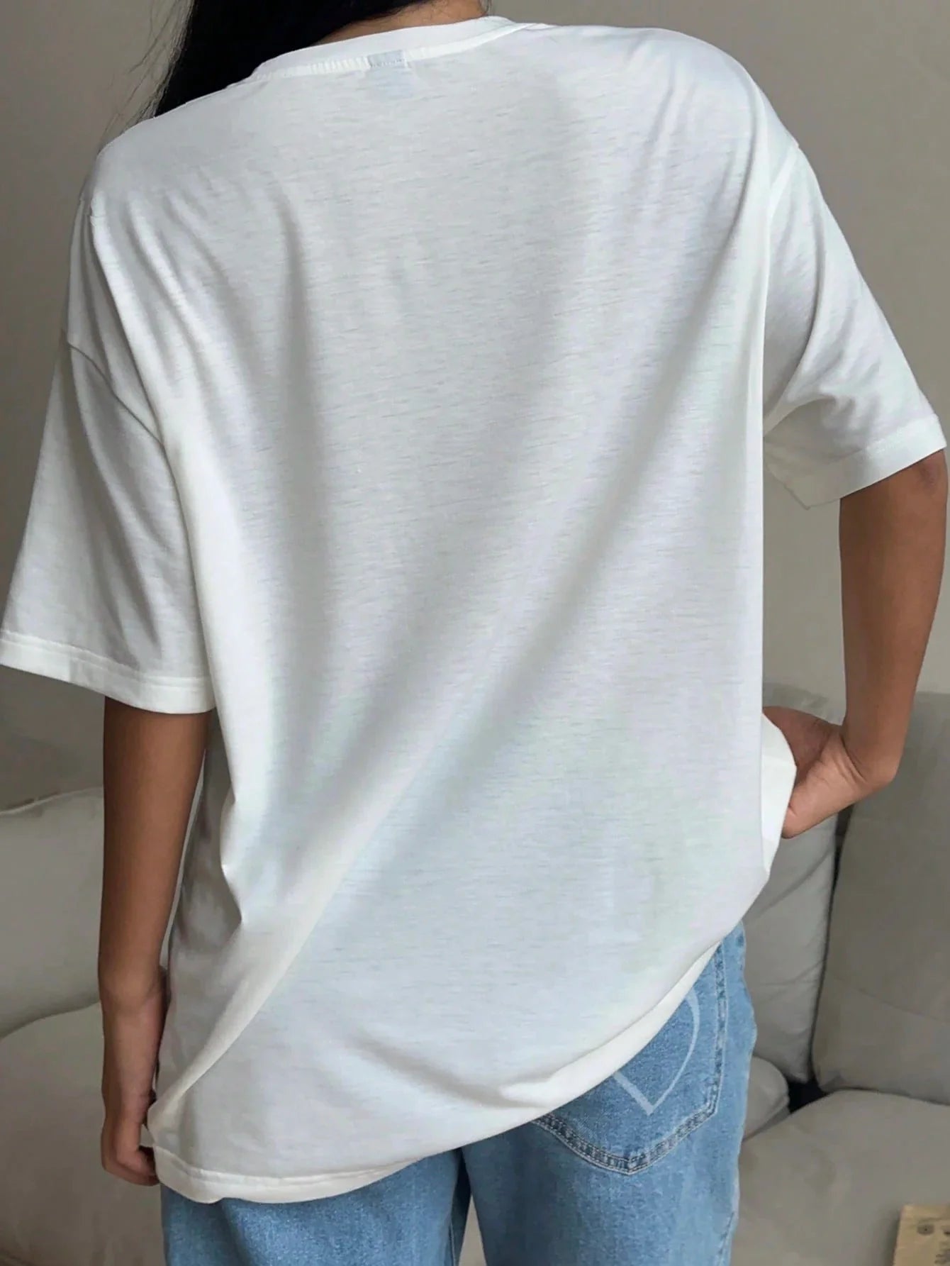 EZwear Oversized Casual Cherry Pattern Round Neck Short Sleeve T-Shirt shein