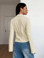 Women's Striped Print Simple Daily Long Sleeve Blouse shein