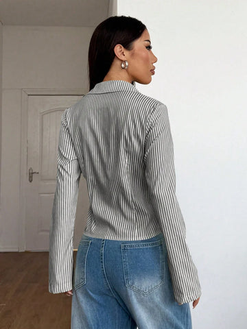 Women's Striped Print Simple Daily Long Sleeve Blouse