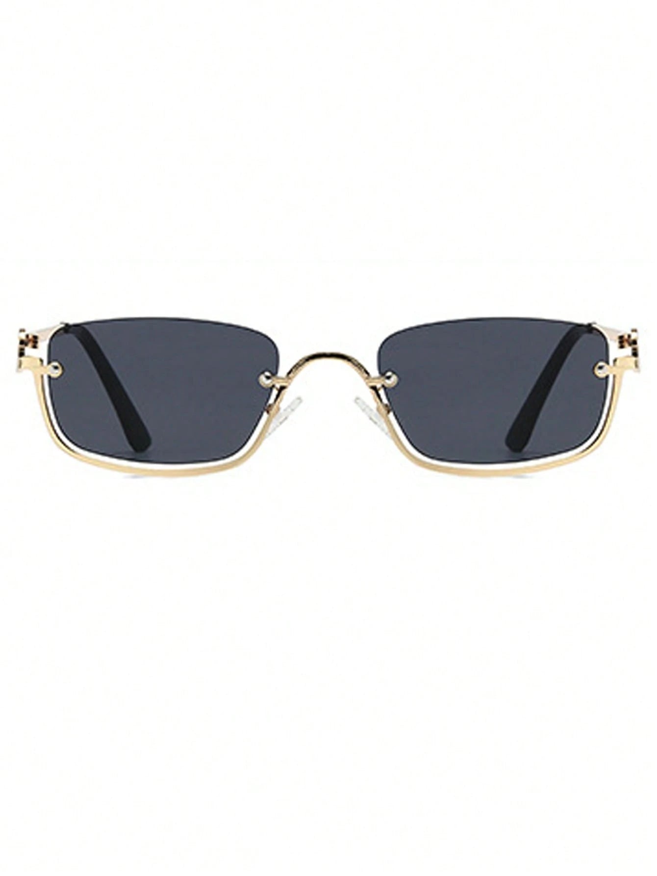 1pc Women's Half-Frame Square Metal Fashion Glasses shein