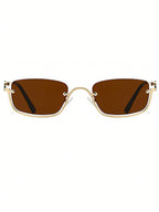 1pc Women's Half-Frame Square Metal Fashion Glasses shein