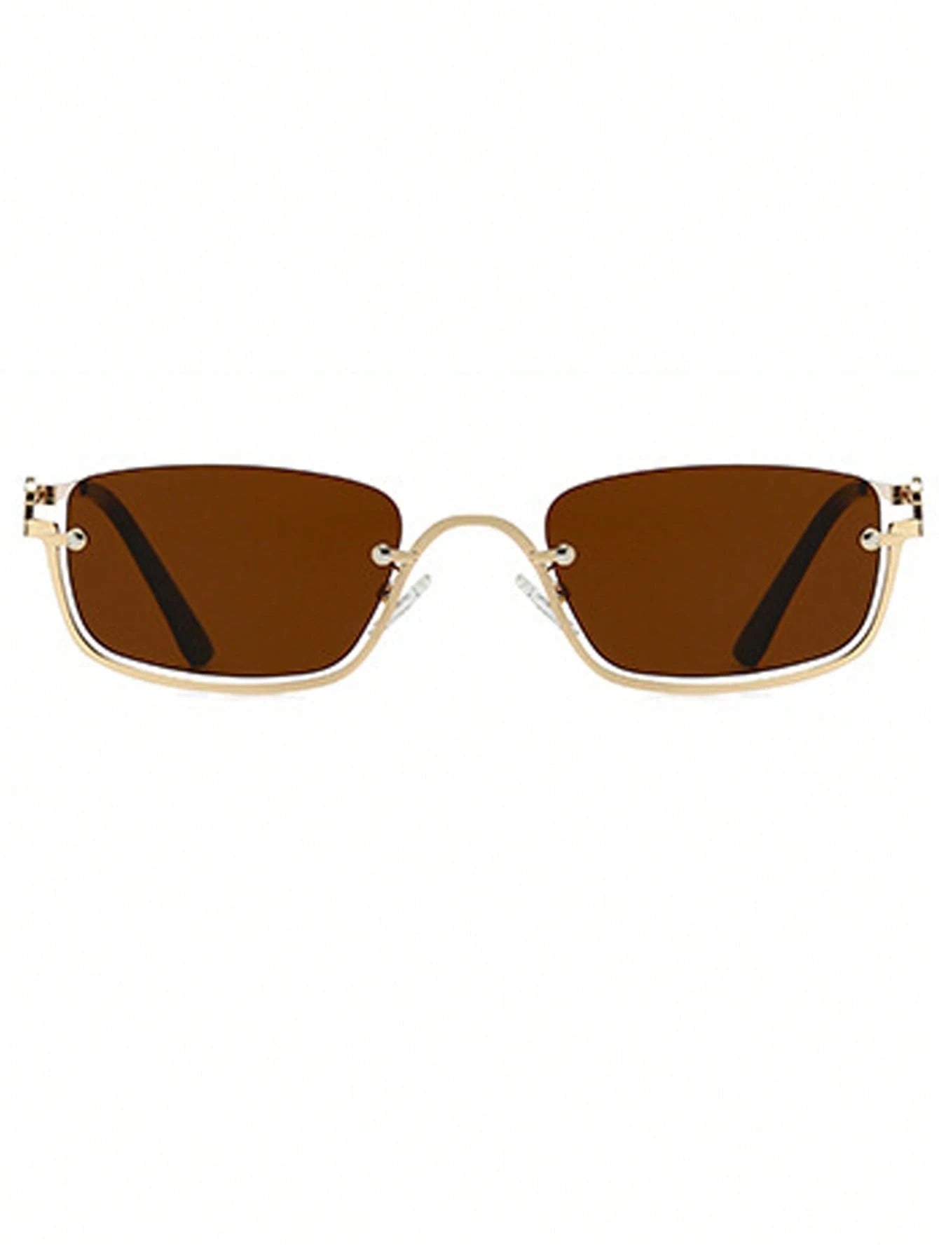 1pc Women's Half-Frame Square Metal Fashion Glasses shein