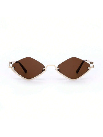 1pc Women's Half-Frame Square Metal Fashion Glasses