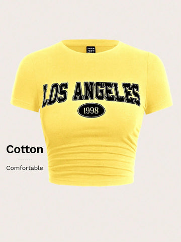 EZwear Crop Top T-Shirt With Letter Print