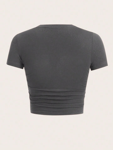 EZwear Crop Top T-Shirt With Letter Print