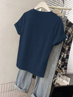 Women Graphic Embroidered Casual Comfortable Short Sleeve T-Shirt shein