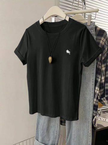 Women Graphic Embroidered Casual Comfortable Short Sleeve T-Shirt