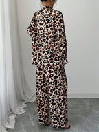 Women Casual Leopard Print Shirt And Pants Set shein