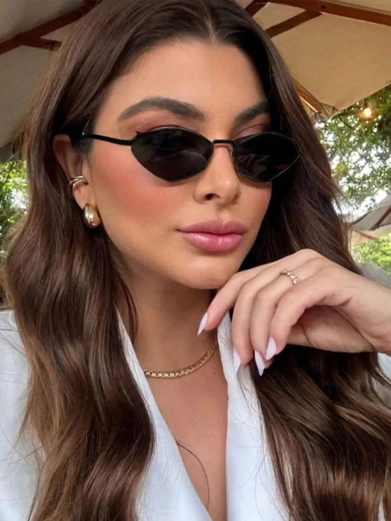 1 Pair Women's Polygon Metal Frame Plain Color Full Rim Retro Chic Fashion Glasses