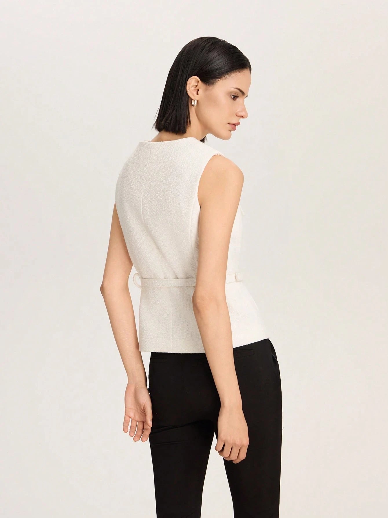 Casual Waistcoat Jacket With Belt