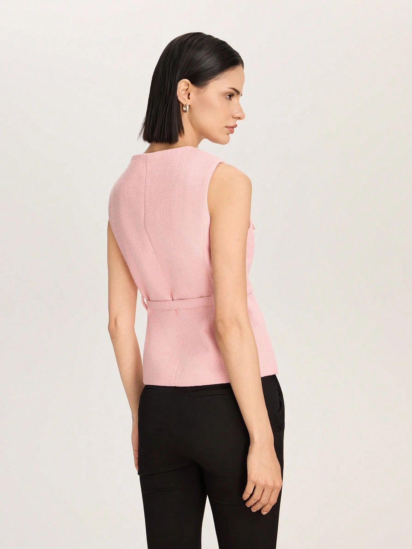 Casual Waistcoat Jacket With Belt