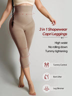 1Pc High-Waisted Comfy Leggings Butt Lift Tummy Control Thigh Slimmer Mid-Thigh Cropped Shapepants shein