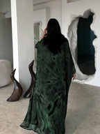 1pc Elegant Casual Chiffon Printed Open Front Long Robe Abaya shein