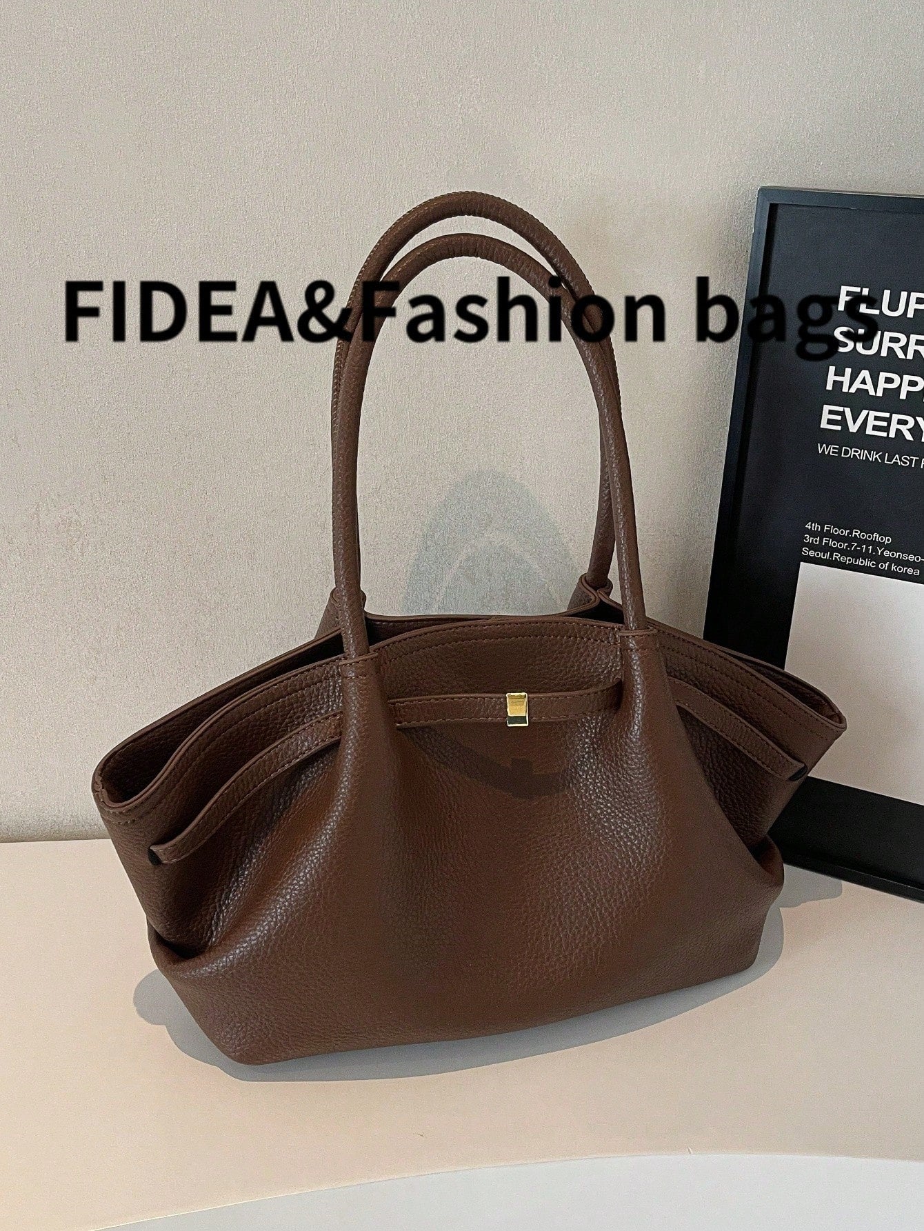 1 Pc Women's Large Capacity Handbag Vintage Lizard Texture PU Leather