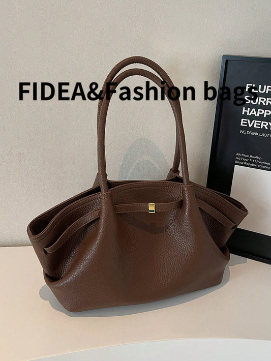 1 Pc Women's Large Capacity Handbag Vintage Lizard Texture PU Leather