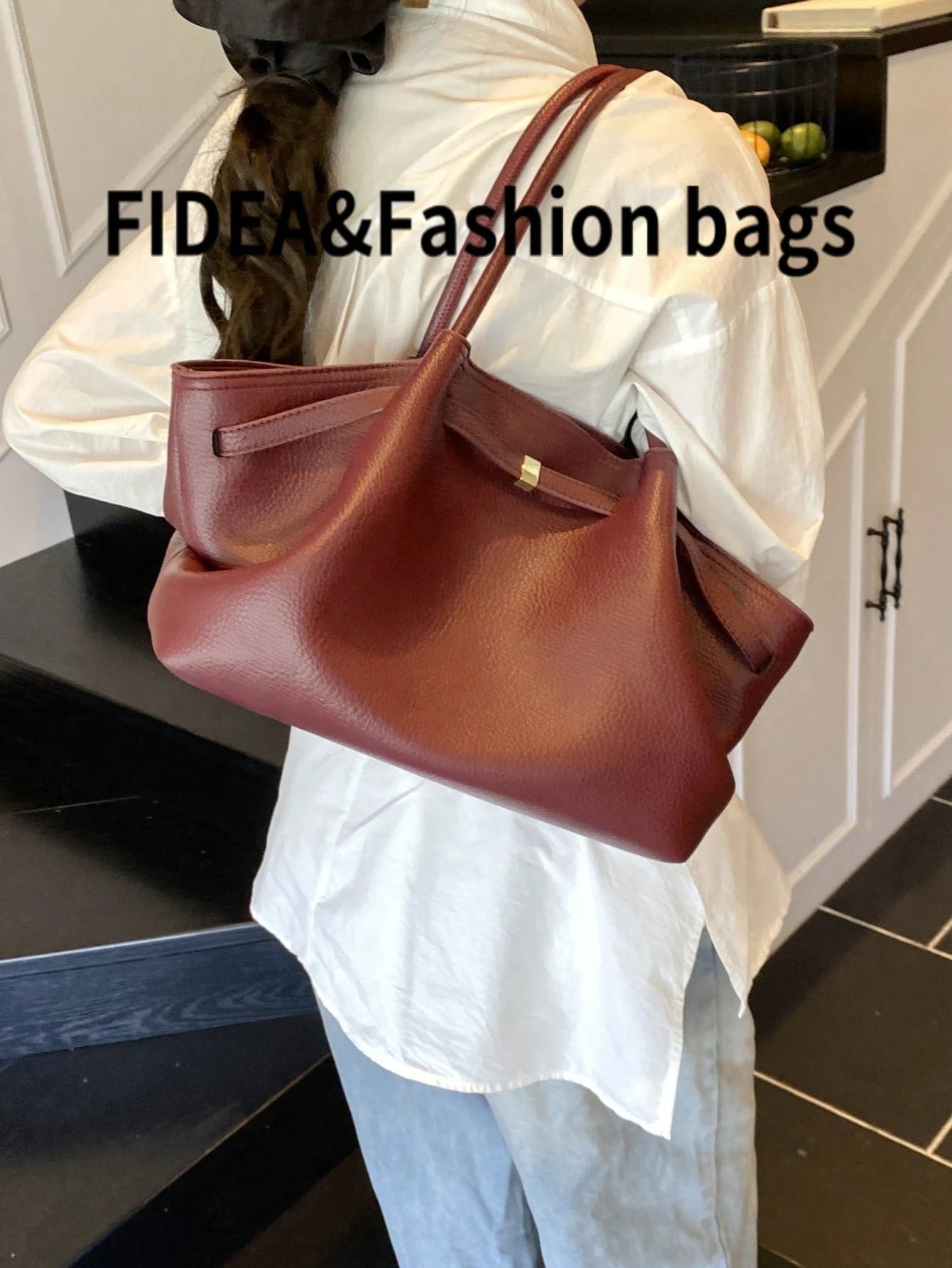 1 Pc Women's Large Capacity Handbag Vintage Lizard Texture PU Leather