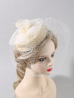 1pc Women Fashion Mesh Flower Decor Elegant Hat & 1Pair Full Finger Gloves shein