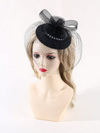 1pc Women Fashion Mesh Flower Decor Elegant Hat & 1Pair Full Finger Gloves shein