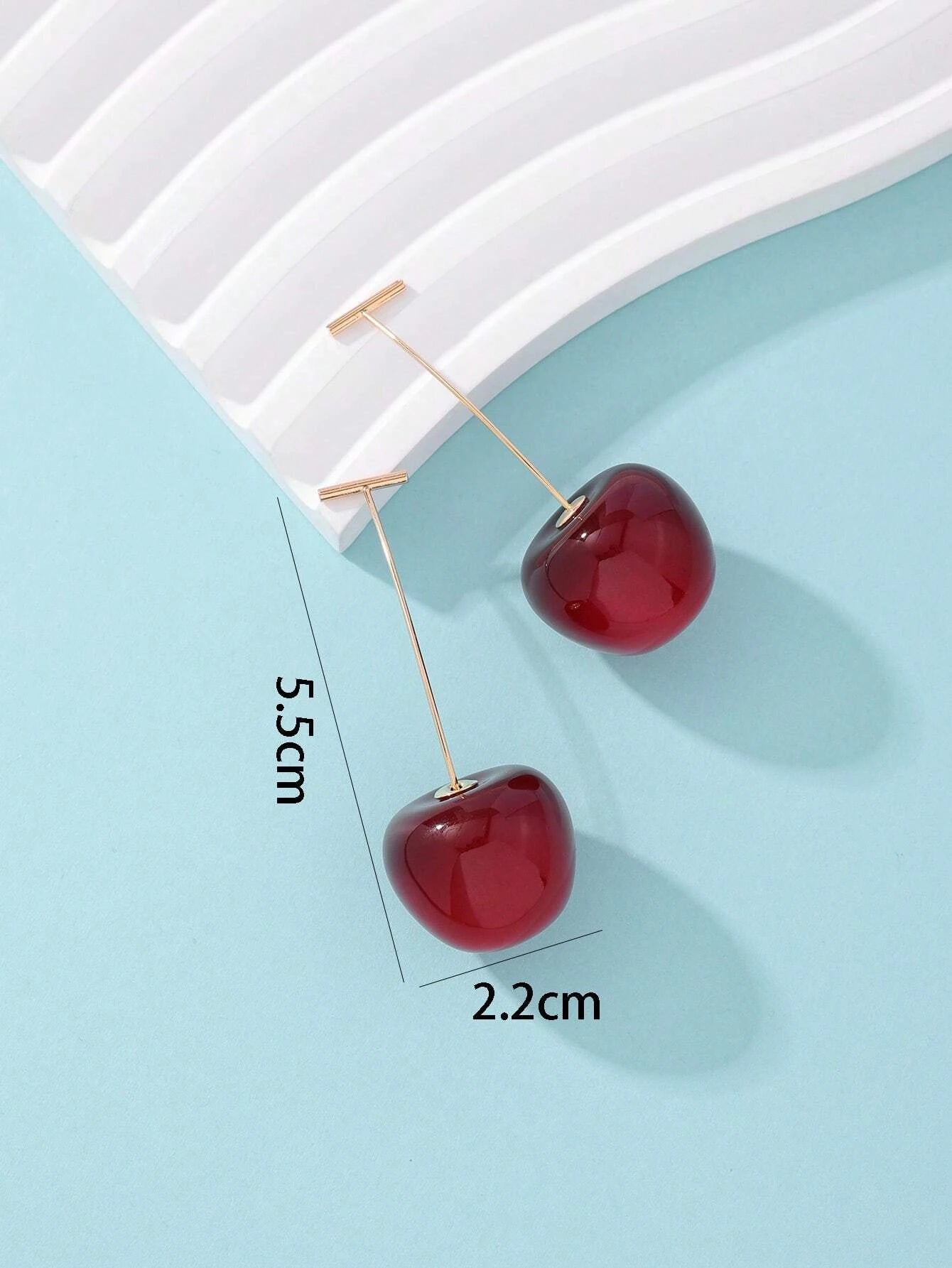 1pair Creative Cute Cherry Stud Earrings shein