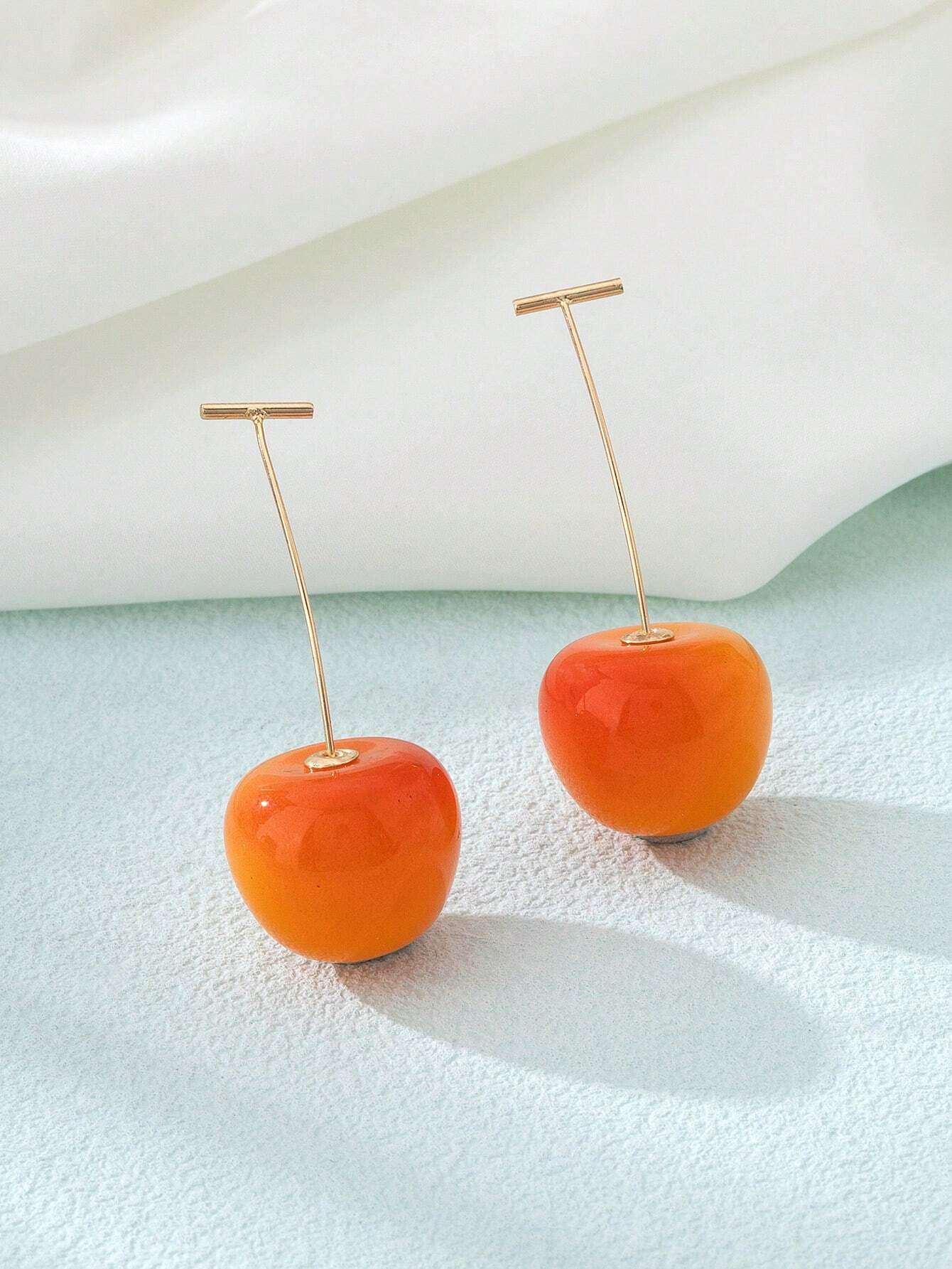 1pair Creative Cute Cherry Stud Earrings shein