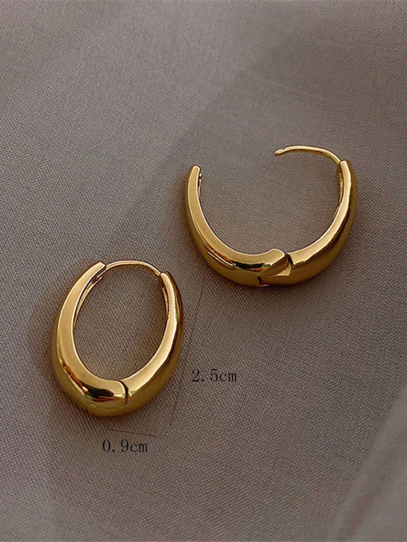 1pair Elegant Ellipse Shaped Hollow Out Teardrop Stud Earrings shein